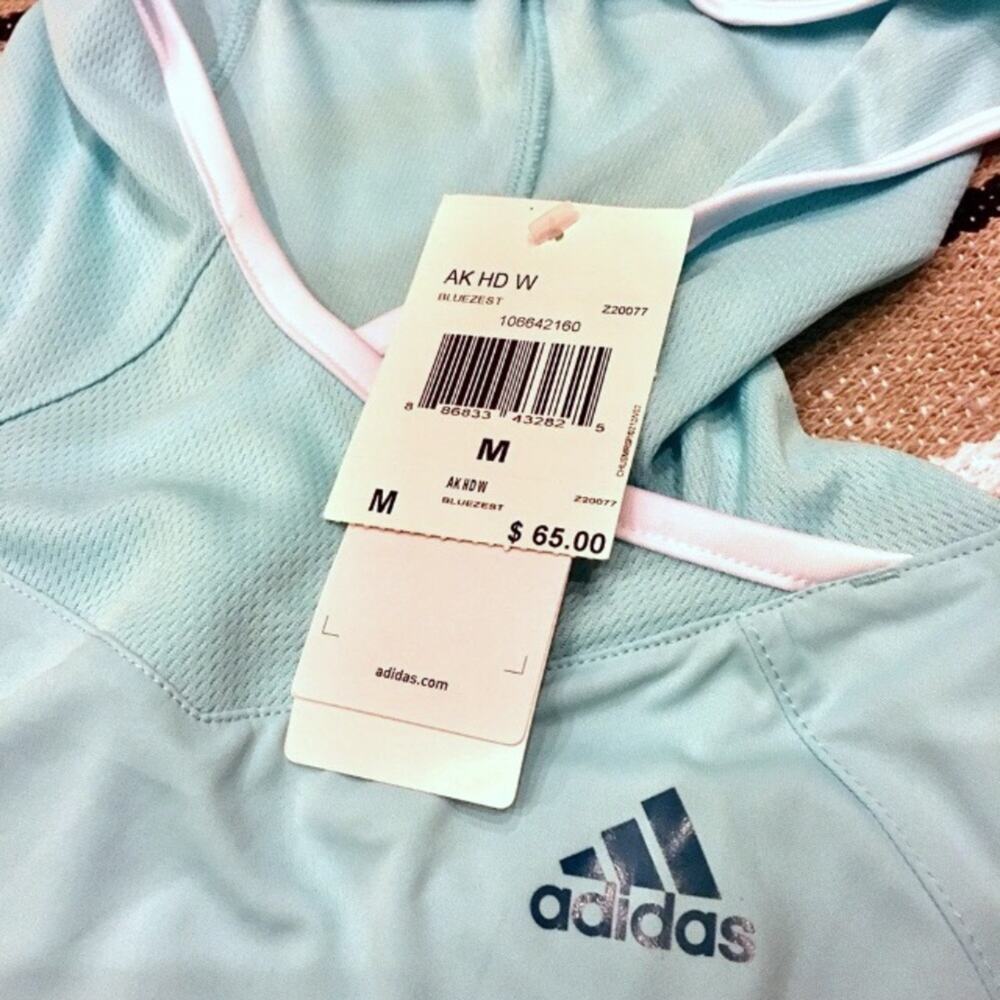 Adidas WOMEN'S Lightweight Hoodie NWT AK HD Bluezest - SIZE MEDIUM - Picture 3 of 8